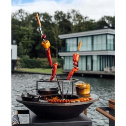 Brasero OFYR Island Noir 100 Tablette Teck + Housse -Gril De Cuisine brasero ofyr island noir 100 100 tablette bois 7436933035056 2