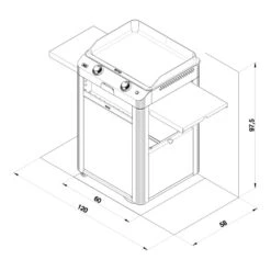 Combo Plancha Gaz Fusion 60 Inox Marin 2 Brûleurs Avec Chariot - ENO -Gril De Cuisine combo fusion 60 inox eno 3224780043386 6