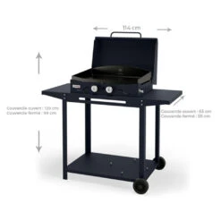 Combo Plancha Gaz Adela Bleu 260 Chariot + Capot - Le Marquier -Gril De Cuisine combo plancha gaz adela bleu celeste 260 capot protection 3339380157637 3