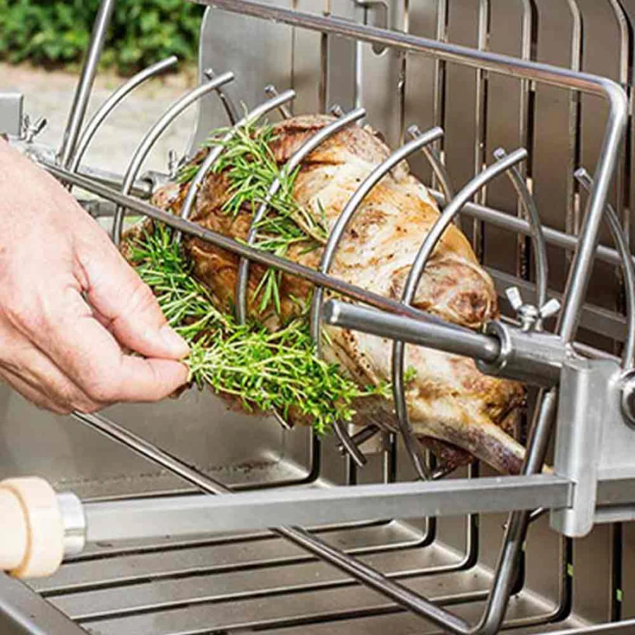 Barbecue charbon Mendy inox marin + chariot inox + tournebroche - Le Marquier Barbecue Charbon Mendy Inox Marin + Chariot Inox + Tournebroche - Le Marquier -Gril De Cuisine mendy inox sur chariot le marquier 3339380167155 3