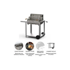 Barbecue Charbon Mendy Inox Marin + Chariot Inox + Tournebroche - Le Marquier 6 Barbecue Charbon Mendy Inox Marin + Chariot Inox + Tournebroche - Le Marquier -Gril De Cuisine mendy inox sur chariot le marquier 3339380167155 4