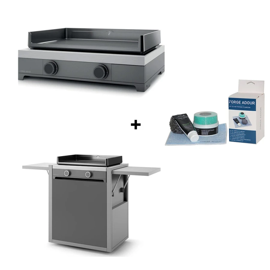 PACK Combo Plancha gaz Modern 60 acier gris / noir + Chariot + Kit de nettoyage - Forge Adour PACK Combo Plancha Gaz Modern 60 Acier Gris / Noir + Chariot + Kit De Nettoyage - Forge Adour -Gril De Cuisine pack combo modern 60 gaz 2020000034766