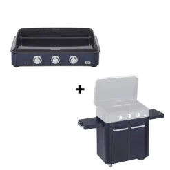 Pack Plancha Gaz Enosign 80 Bleu Navy + Chariot - ENO