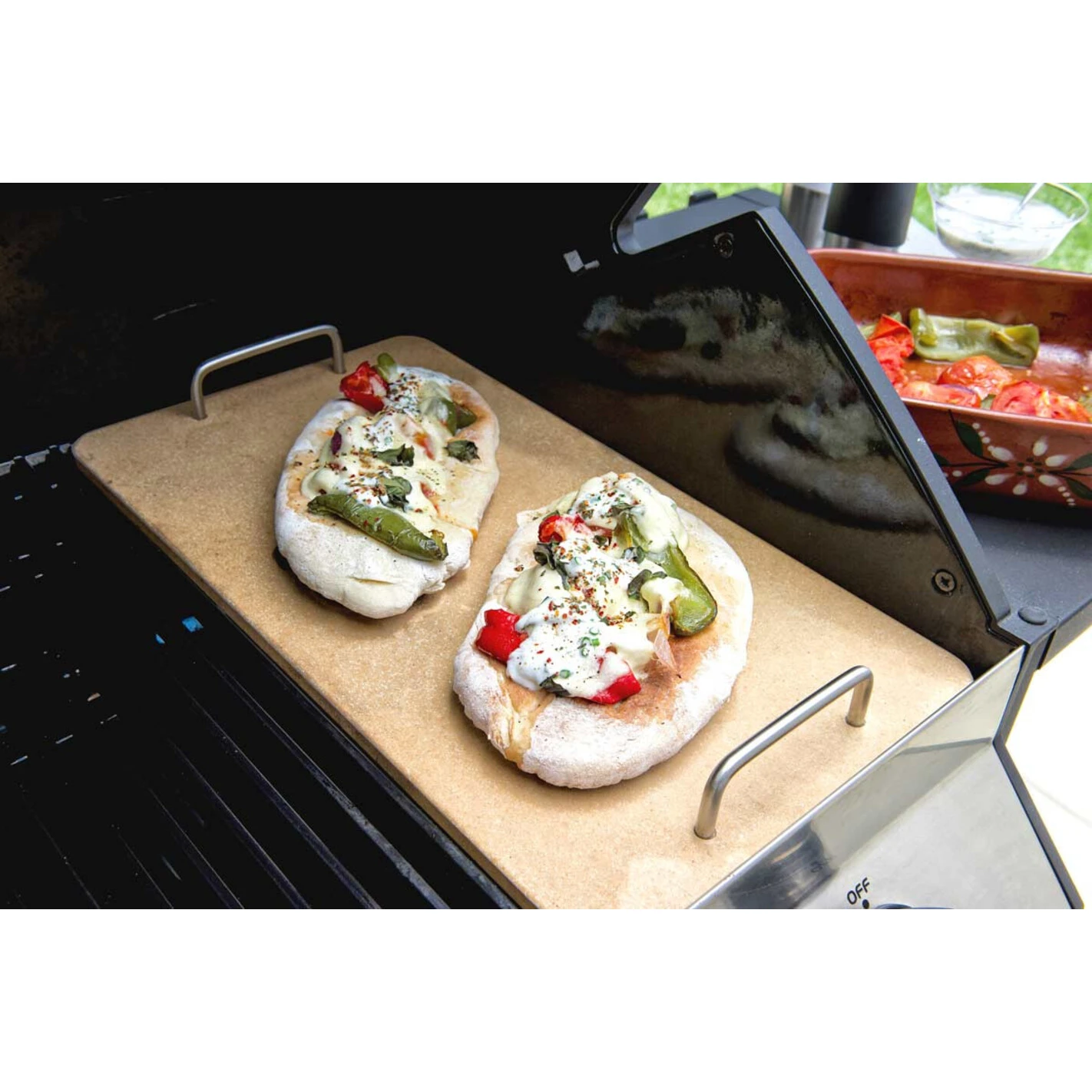 Pierre à pizza Méridian / Titan rectangle + poignées - Cadac Pierre à Pizza Méridian / Titan Rectangle + Poignées - Cadac -Gril De Cuisine pierre pizza rectangulaire pour bbq meridian titan cadac 6001773983945 2